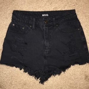 Black denim shorts